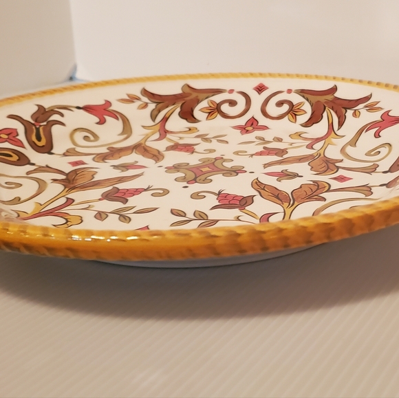 Pier 1 Imports ORALIA Dinner plate 11 5/8" Earthenware Floral Rope Edge Yellow - Picture 5 of 6